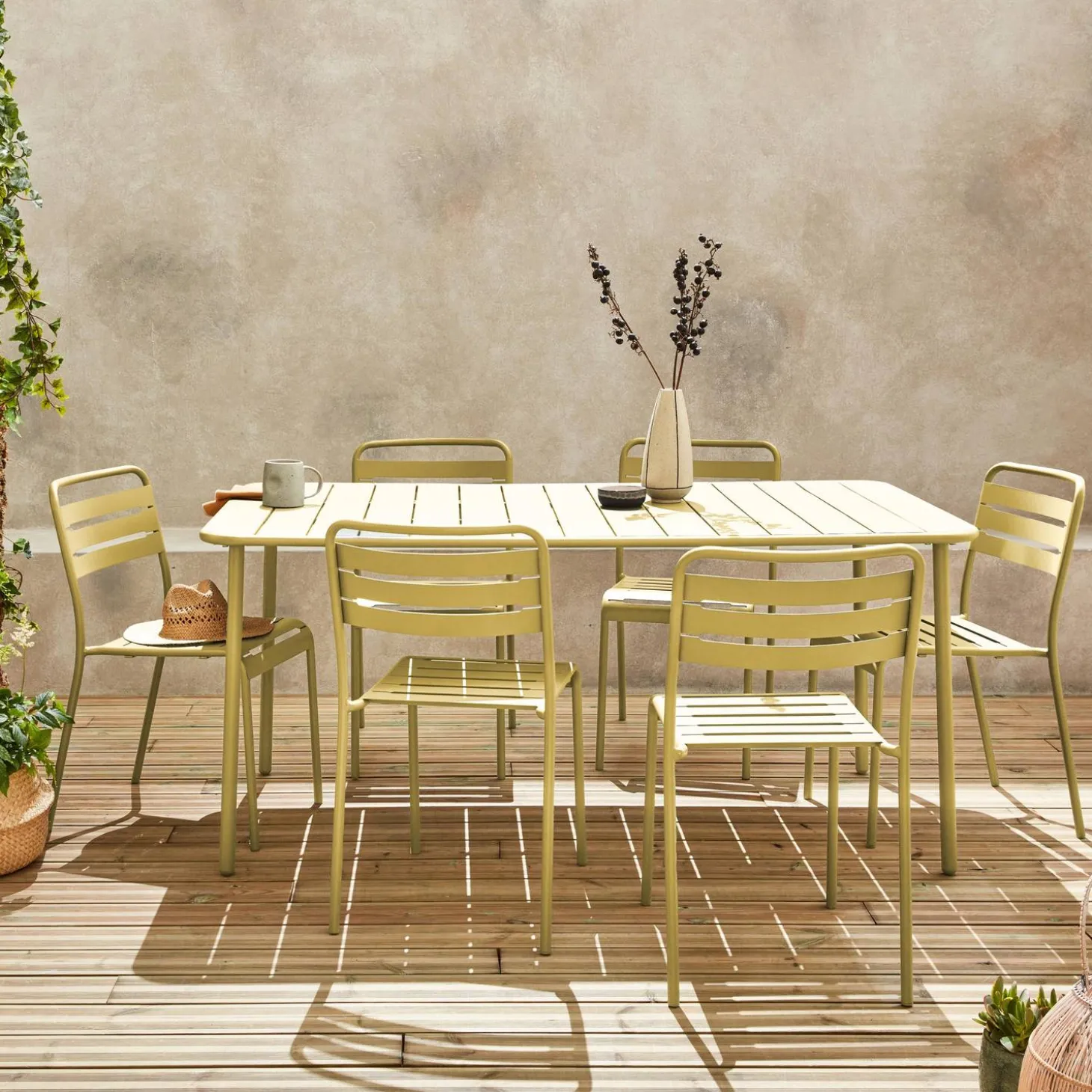Tuintafel met 6 stoelen metaal