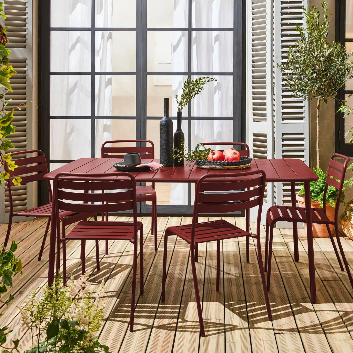 Tuintafel met 6 stoelen metaal