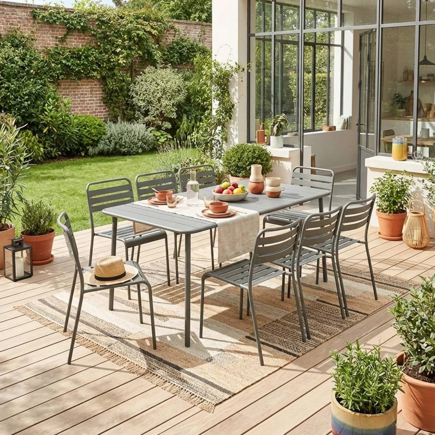 Tuintafel met 8 stoelen metaal