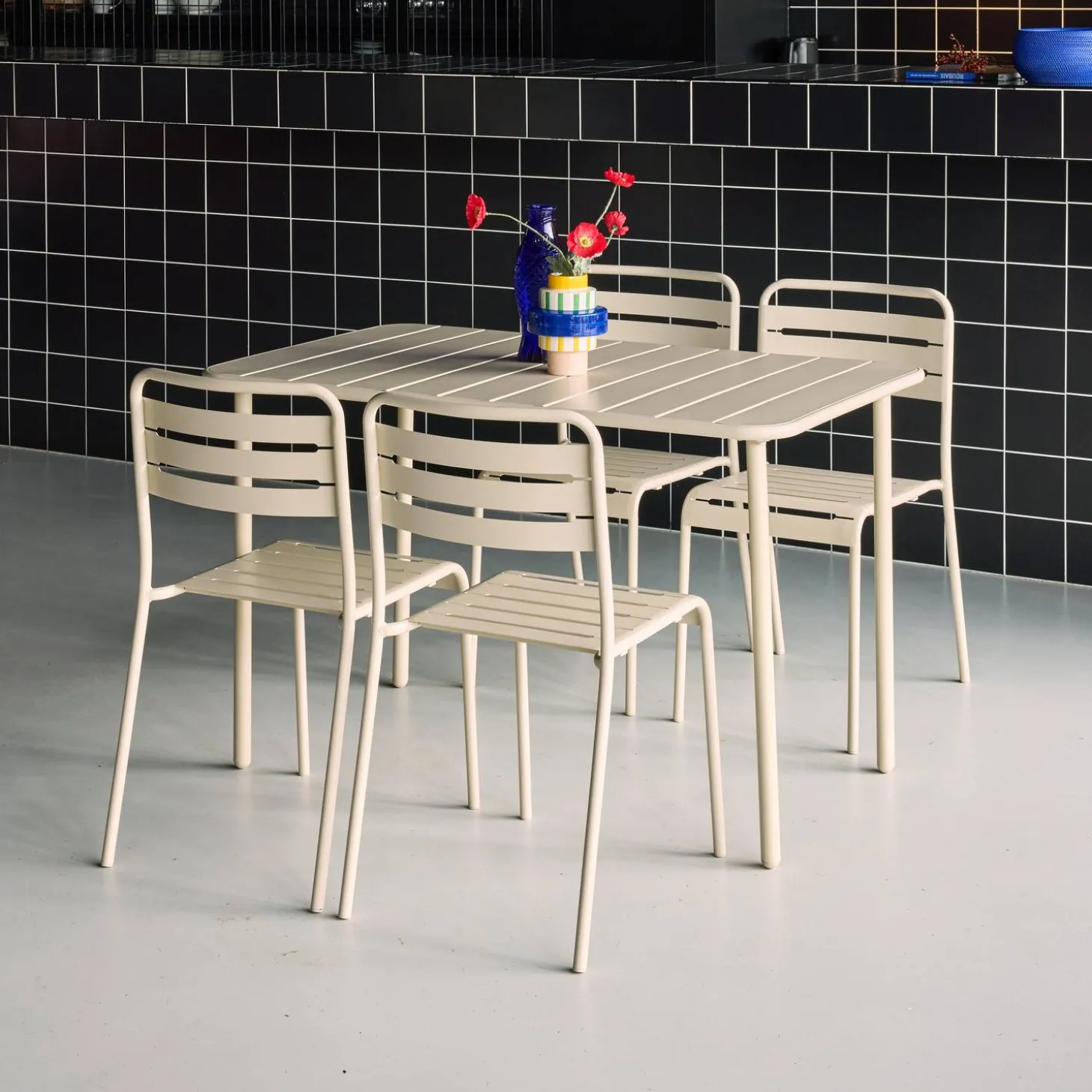 Tuintafel met 4 stoelen metaal