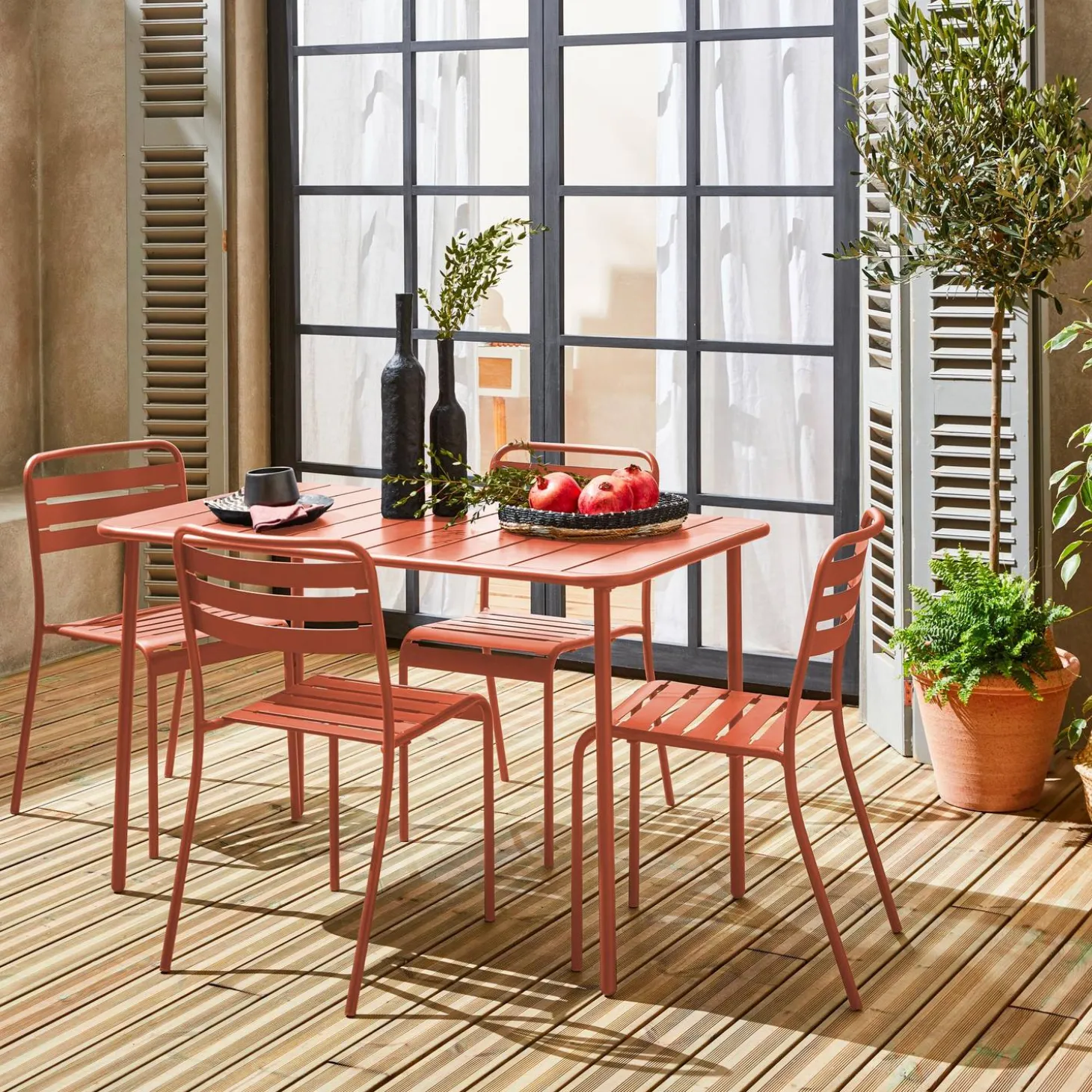 Tuintafel met 4 stoelen metaal