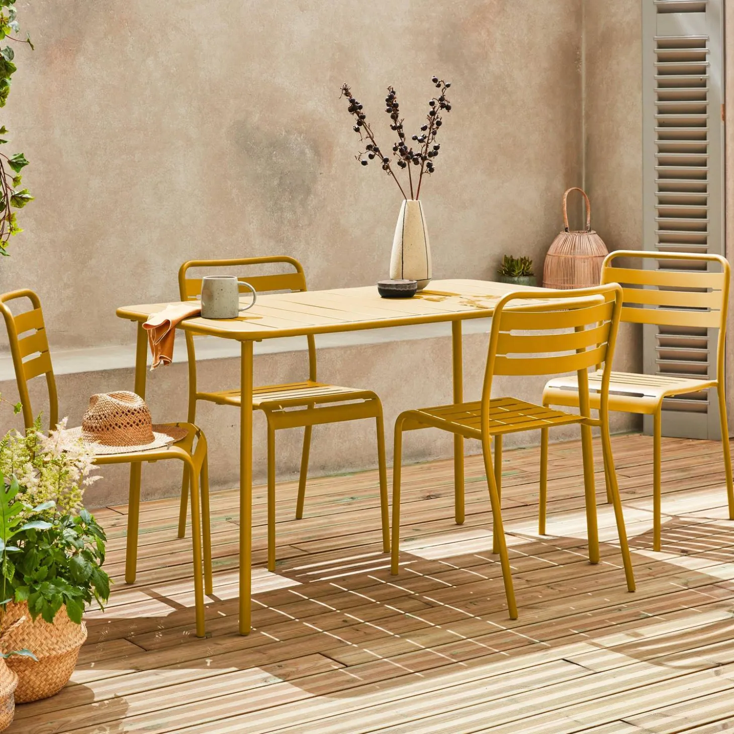 Tuintafel met 4 stoelen metaal