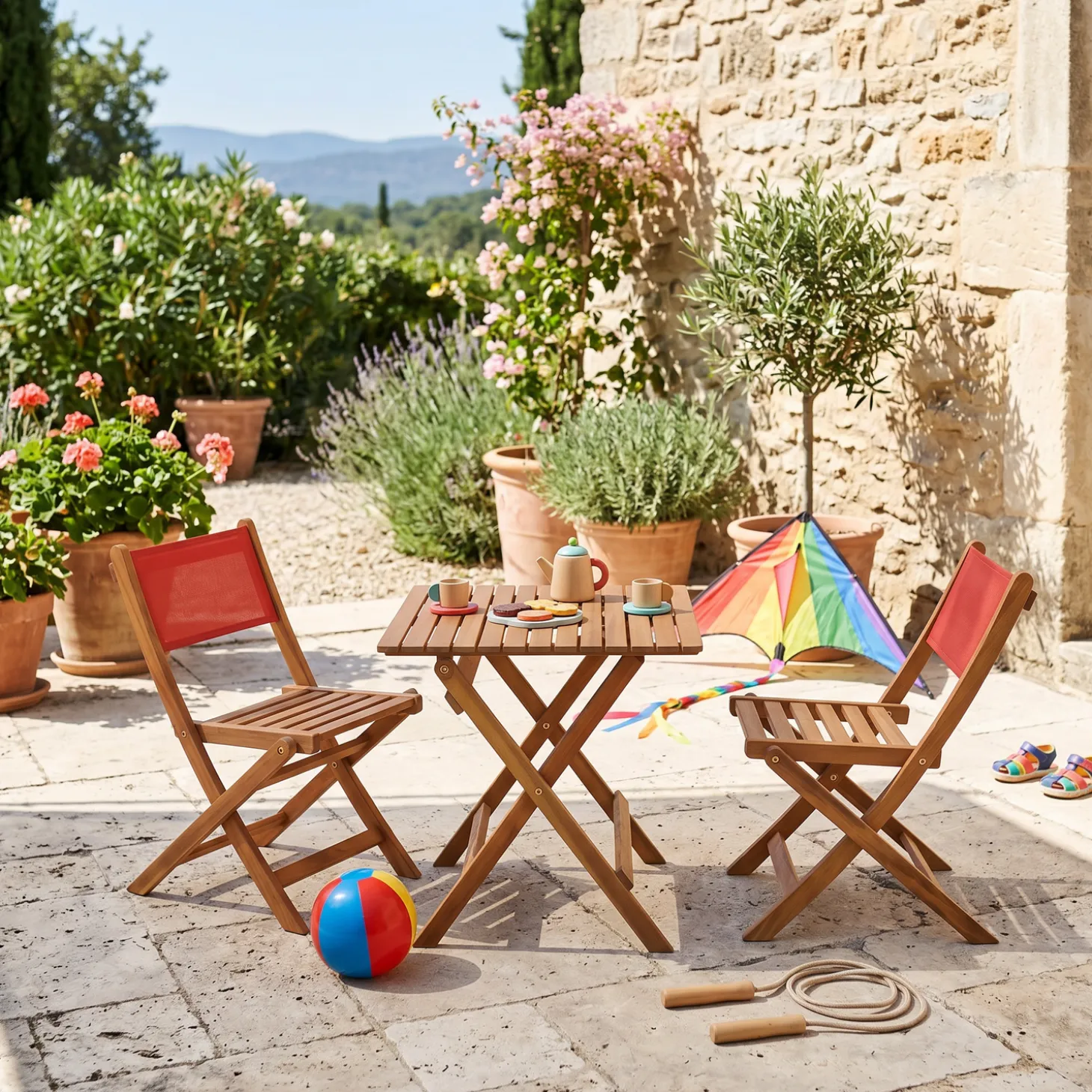 Tuintafel met 2 stoelen voor kinderen van acaciahout