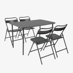 Tuintafel + 4 opklapbare stoelen metaal