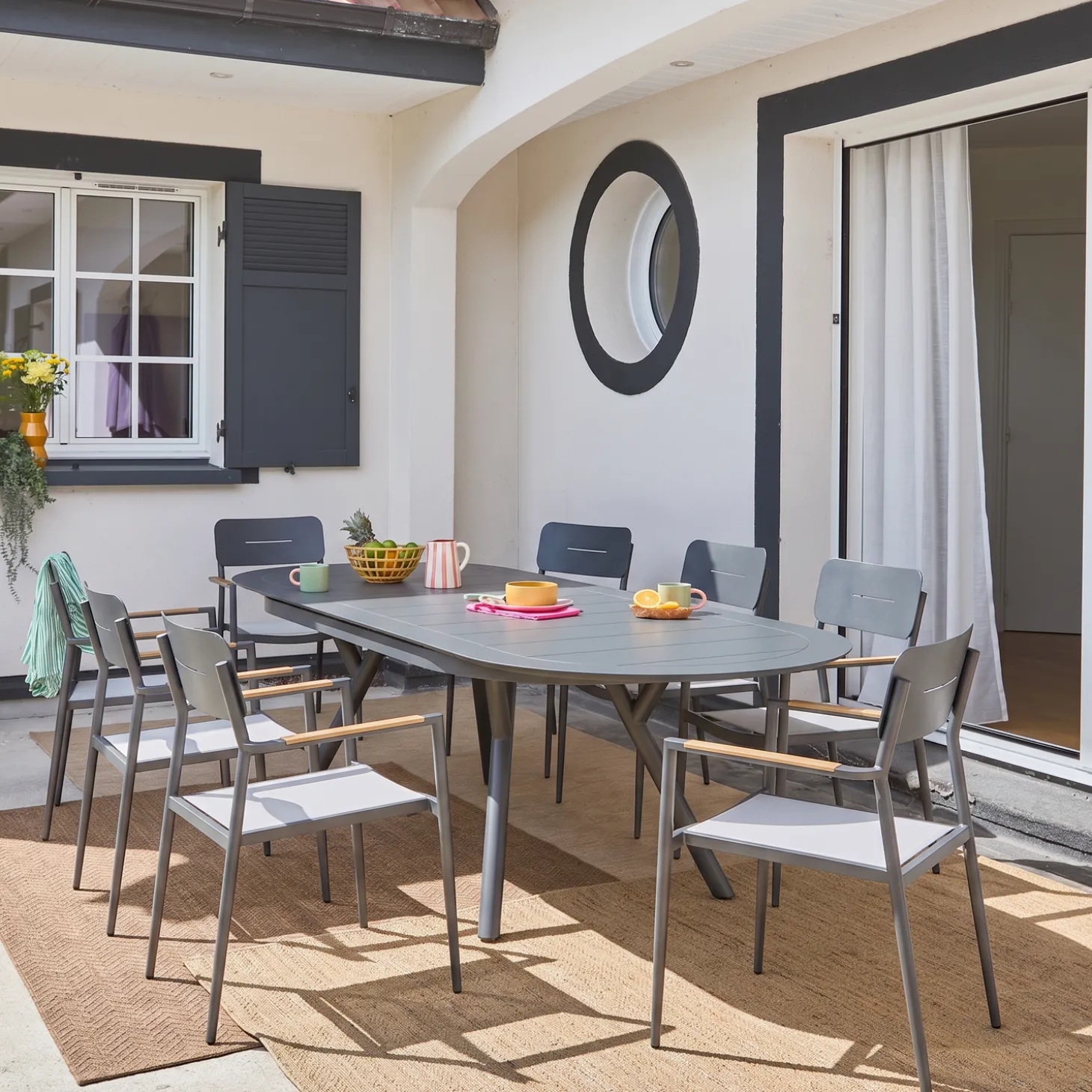 Tuintafel ovaal uitschuifbaar aluminium 10 zitplaatsen