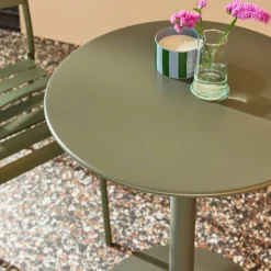 Tuintafel rond bistro van staal + 2 stoelen