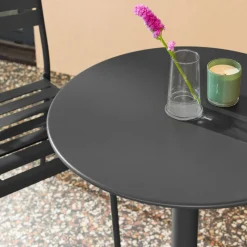 Tuintafel rond bistro van staal + 2 stoelen