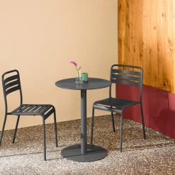 Tuintafel rond bistro van staal + 2 stoelen