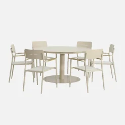 Tuintafel rond met 6 stoelen aluminium