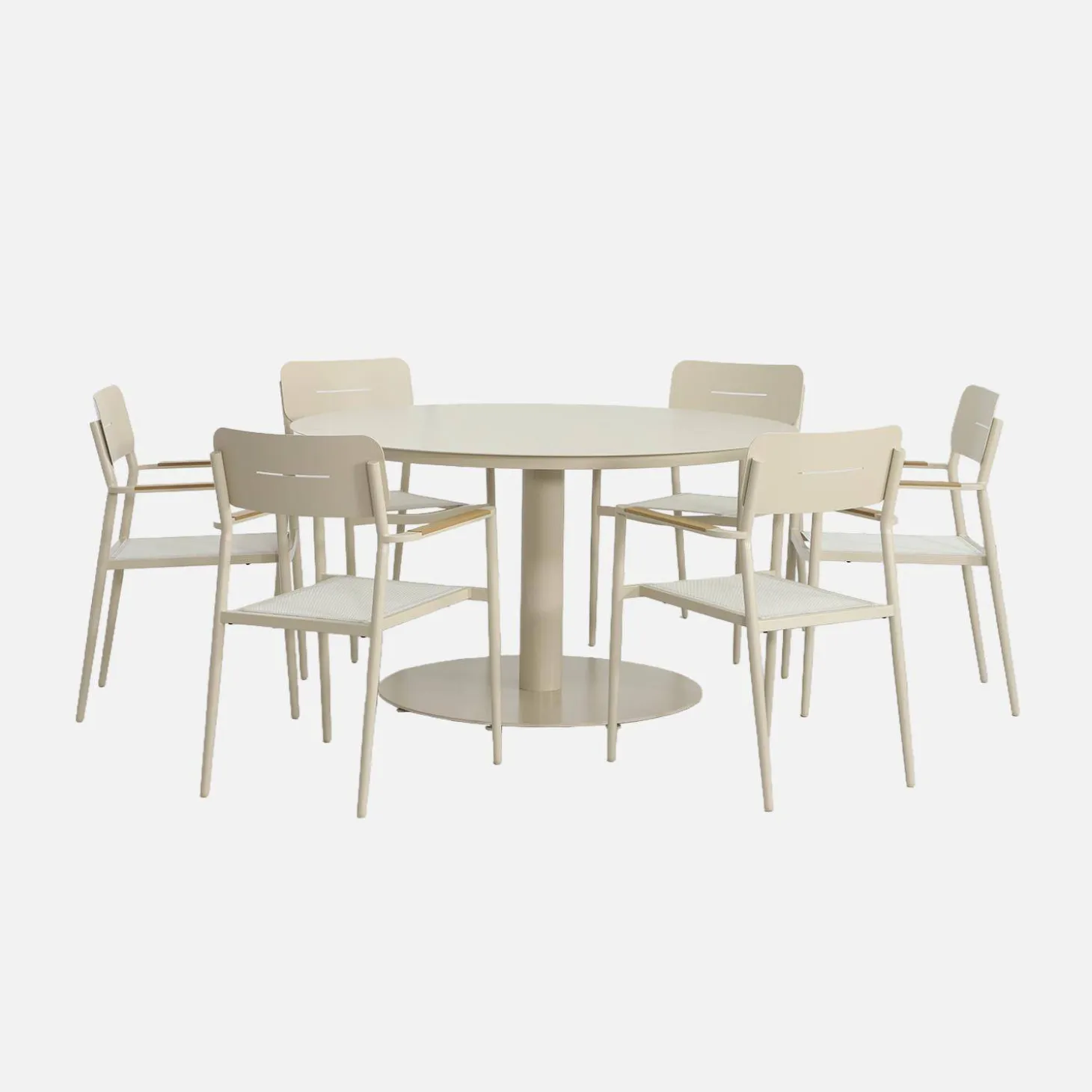 Tuintafel rond met 6 stoelen aluminium