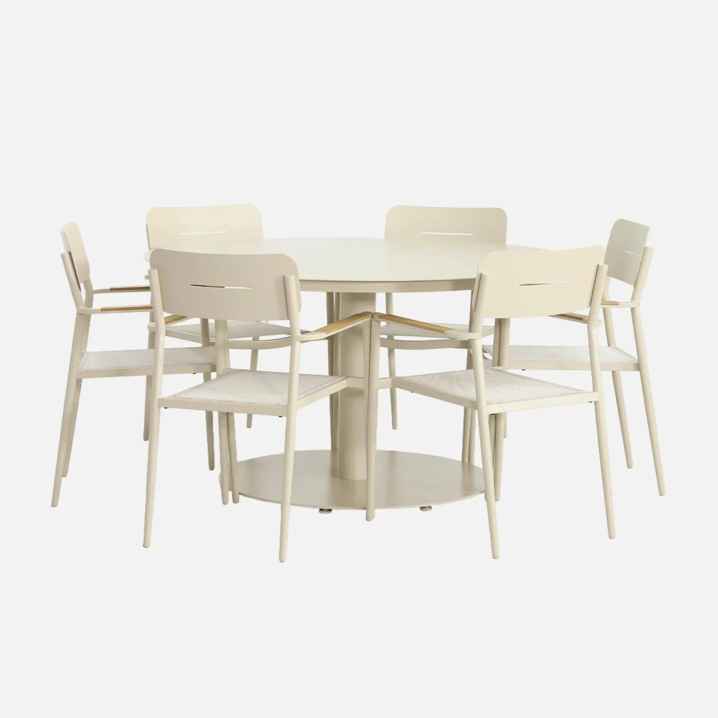 Tuintafel rond met 6 stoelen aluminium
