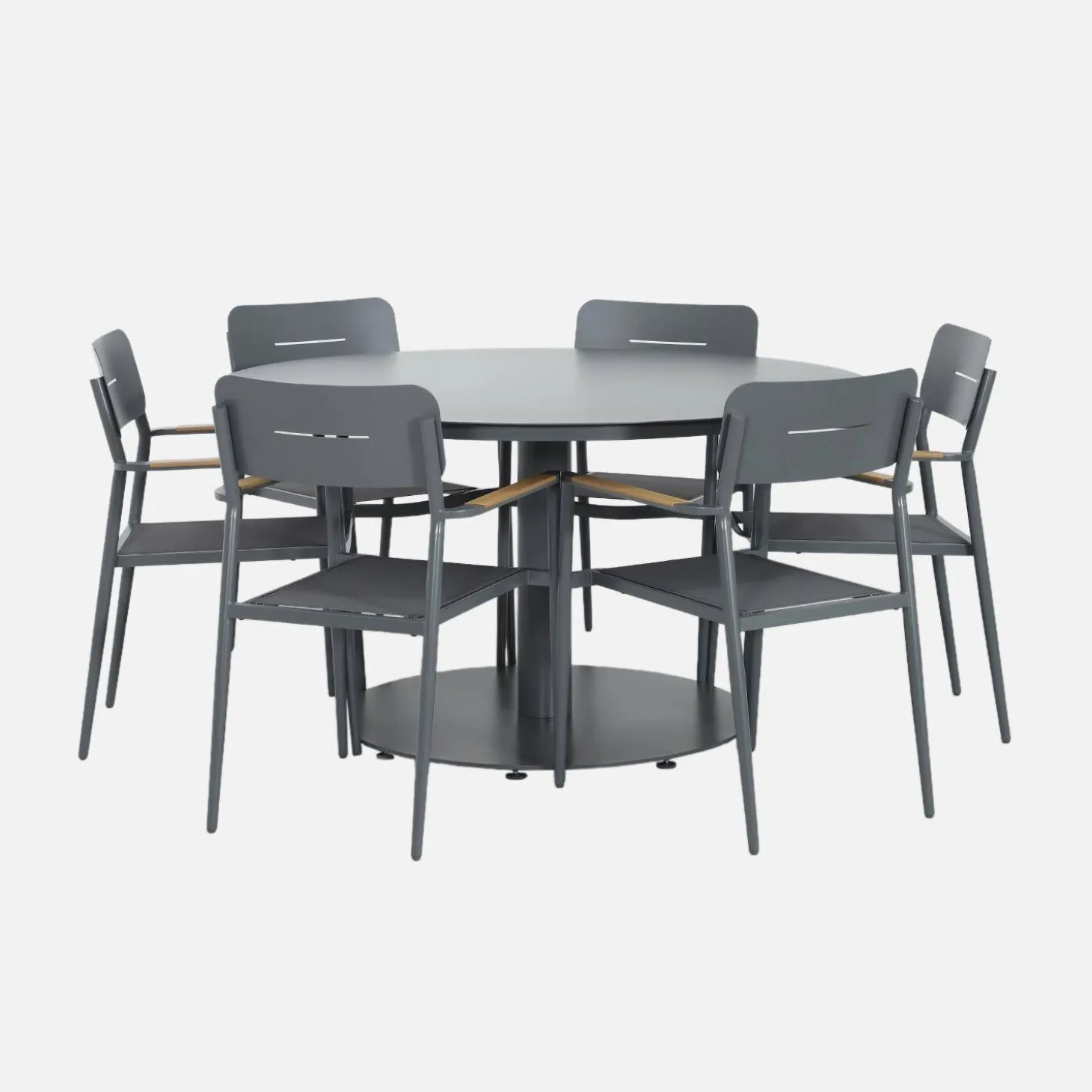 Tuintafel rond met 6 stoelen aluminium