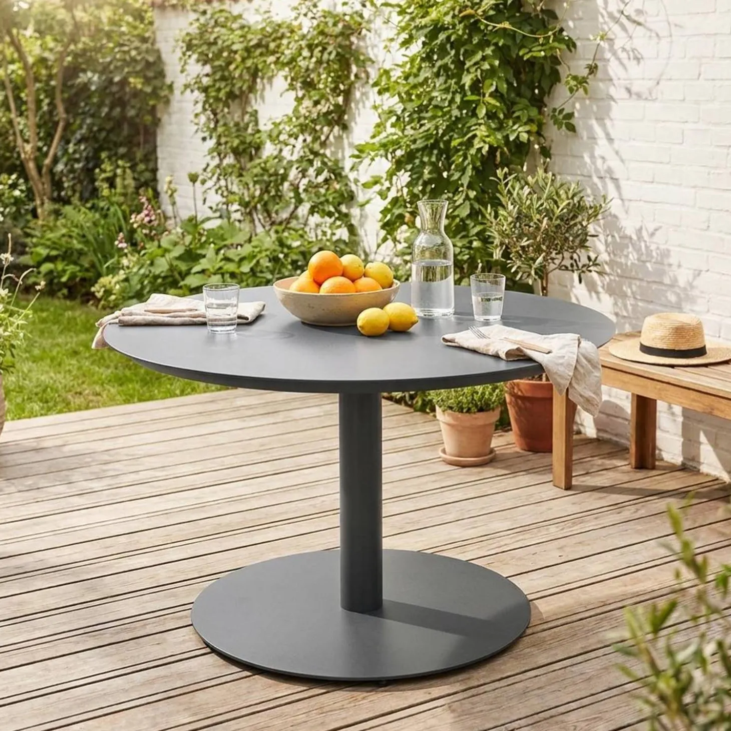 Tuintafel rond 6 plaatsen aluminium