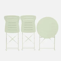 Tuintafel rond + 2 stoelen bistrostijl opklapbaar staal