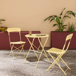 Tuintafel rond + 2 stoelen bistrostijl opklapbaar staal