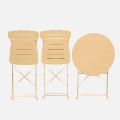 Tuintafel rond + 2 stoelen bistrostijl opklapbaar staal