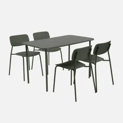 Tuintafel + 4 stoelen metaal