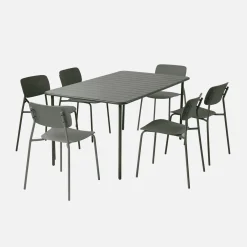 Tuintafel + 6 stoelen metaal