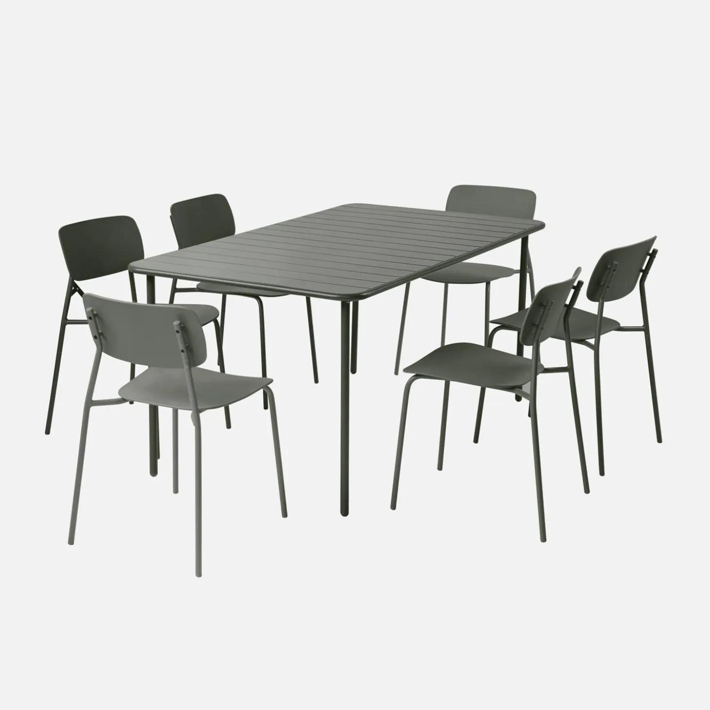 Tuintafel + 6 stoelen metaal