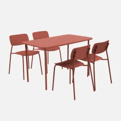 Tuintafel + 4 stoelen metaal