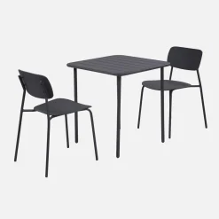 Tuintafel + 2 stoelen metaal