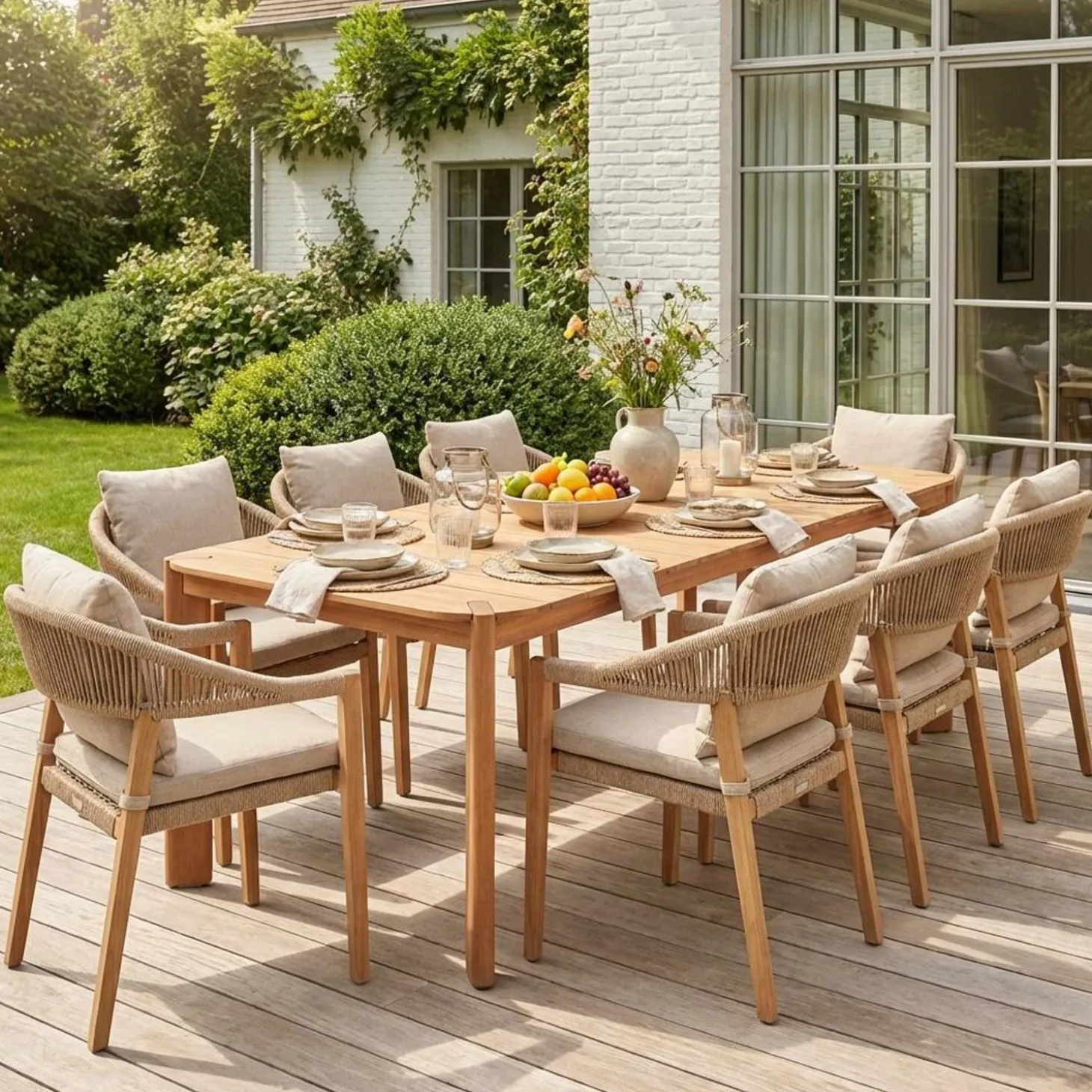 Tuintafel van acaciahout met plek voor 6 personen