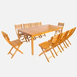 Tuintafel van acacia met ronde hoeken, voor 8 personen