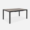 Tuintafel van aluminium met houteffect uitschuifbaar met 8 stoelen