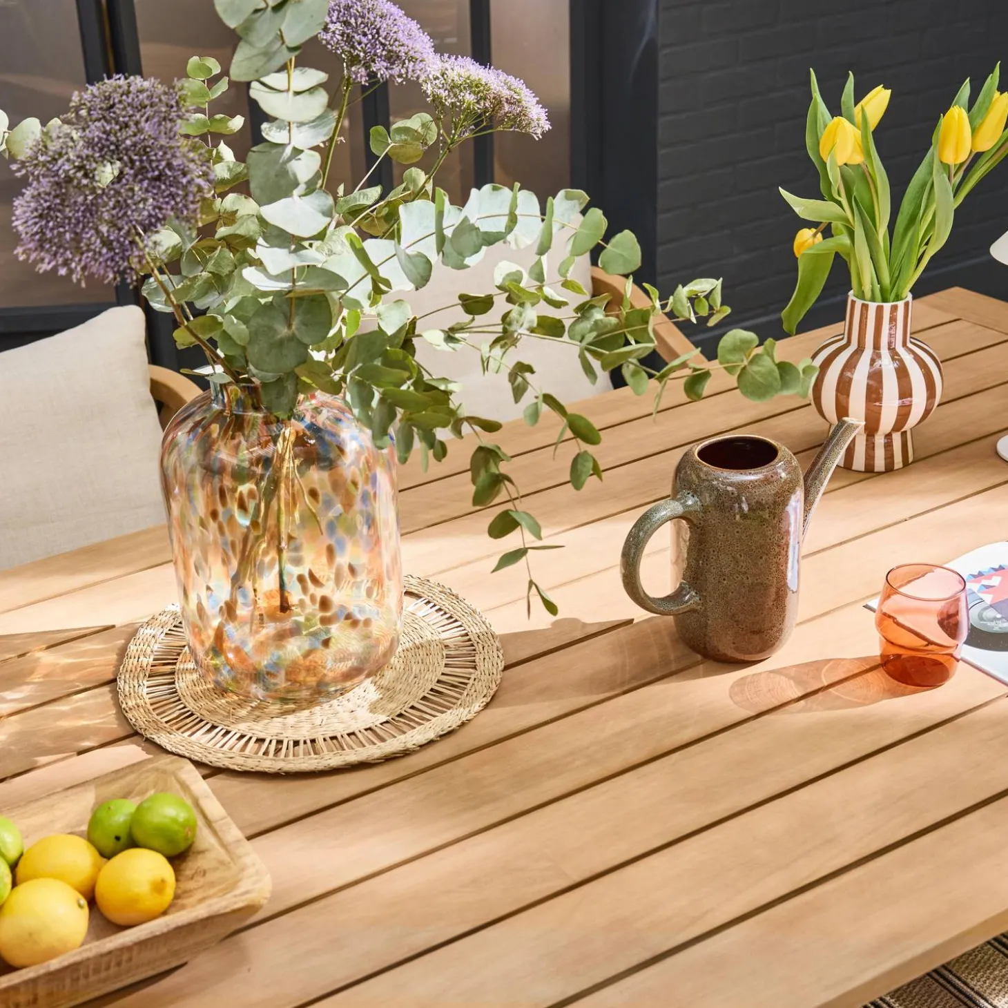 Tuintafel van eucalyptus hout en touw met 8 stoelen