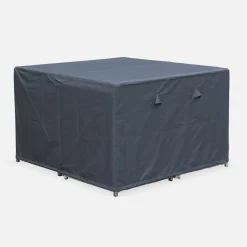 Tuintafel van geweven hars, 4-8 zitplaatsen + beschermhoes