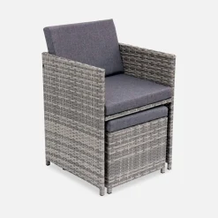 Tuintafel van geweven hars, 4-8 zitplaatsen + beschermhoes