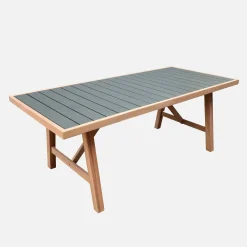 Tuintafel van hout en aluminium met 8 stoelen