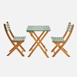 Tuintafel van hout met 2 opklapbare stoelen