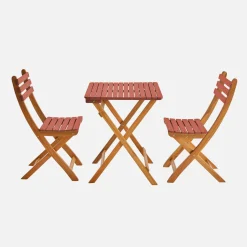 Tuintafel van hout met 2 opklapbare stoelen