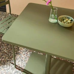 Tuintafel vierkant bistro van staal + 2 stoelen
