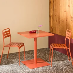 Tuintafel vierkant bistro van staal + 2 stoelen