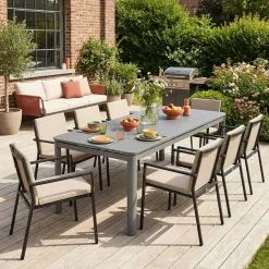 Tuintafel voor 8 personen uitschuifbaar aluminium