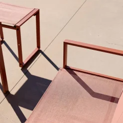 Tuintafel + 4 zitplaatsen inschuifbare set van staal en textileen