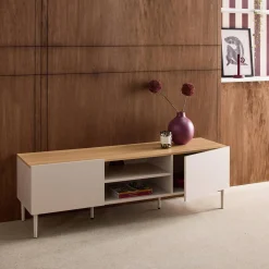 TV-meubel 2 deuren metaal en houtdecor 140cm