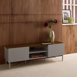 TV-meubel 2 deuren metaal en houtdecor 140cm