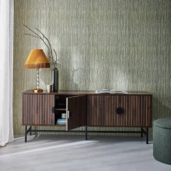TV-meubel, gegroefd houtkleurig decor, Bazalt
