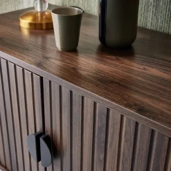 TV-meubel, gegroefd houtkleurig decor, Bazalt