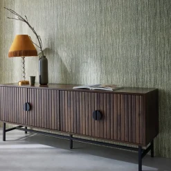 TV-meubel, gegroefd houtkleurig decor, Bazalt