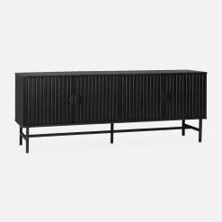 TV-meubel, gegroefd houtkleurig decor, Bazalt