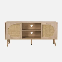 TV-meubel met hout en afgerond rietdecor 120 cm