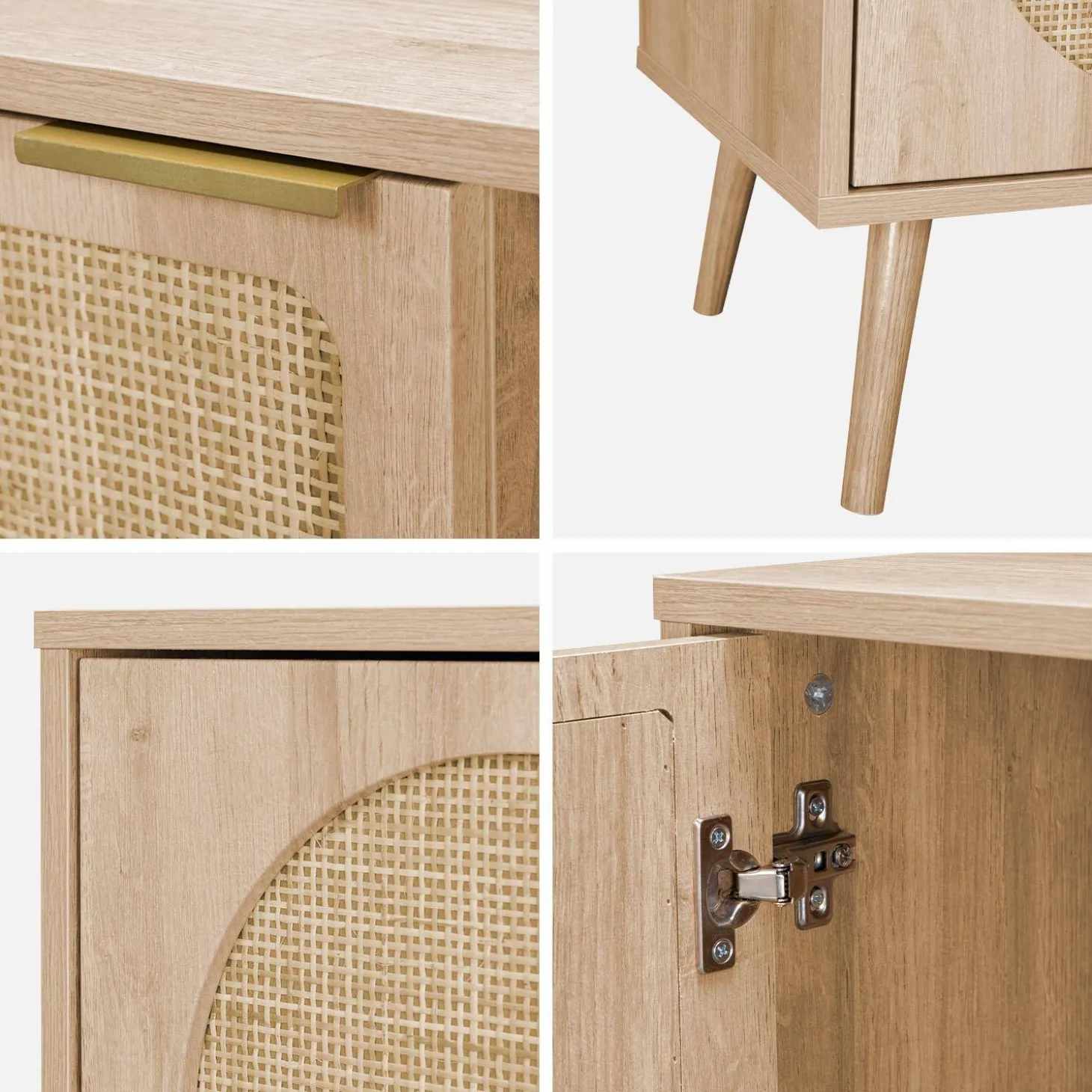 TV-meubel met hout en afgerond rietdecor 120 cm