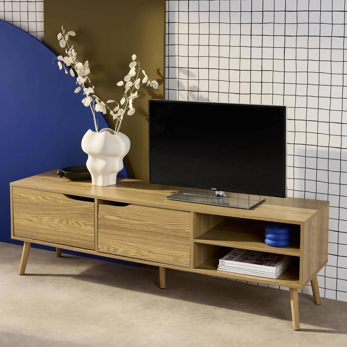 TV-meubel, notenhout decor, 2 deuren, 160cm