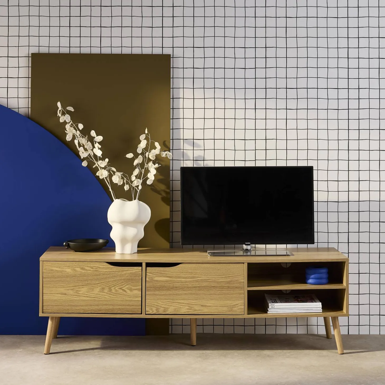 TV-meubel, notenhout decor, 2 deuren, 160cm