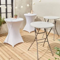Twee opvouwbare statafels Ø80cm + met hoes - Gala