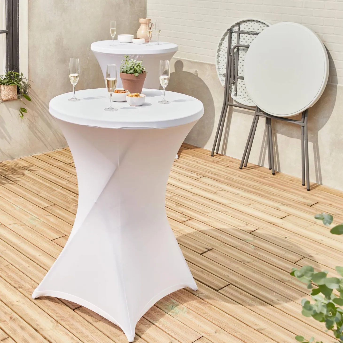 Twee opvouwbare statafels Ø80cm + met hoes - Gala